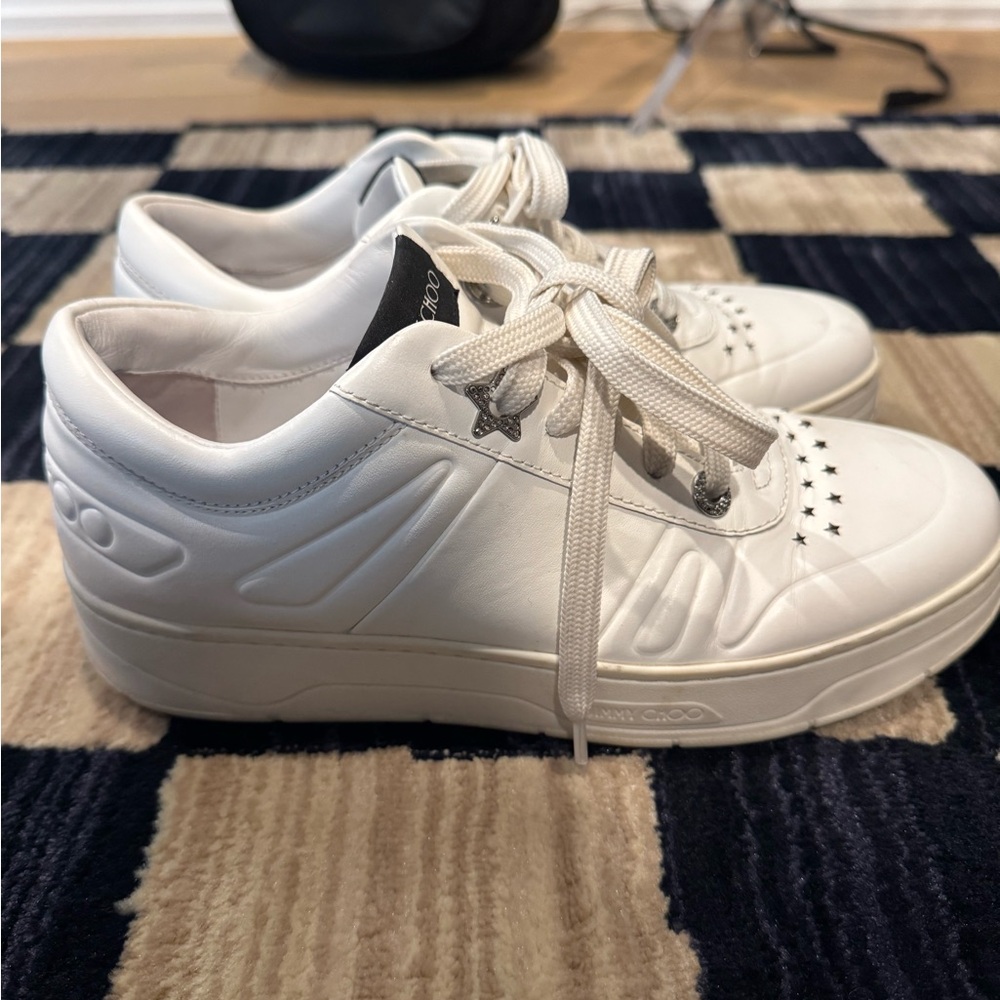 Jimmy Choo White Star-Embellished Sneakers